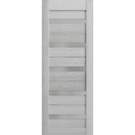 Sartodoors Slab Barn Door Panel 30 x 80in, Light Grey Oak W/ Frosted Glass, Pocket Closet Sliding QUADRO4445S-OAK-30